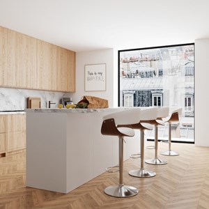 Chaise de bar réglable 59&nbsp;81 cm en cuir synthétique blanc - basile