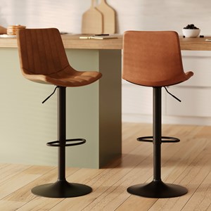 Lot de 2 chaises de bar réglables 62,5&nbsp;83 cm camel - killi