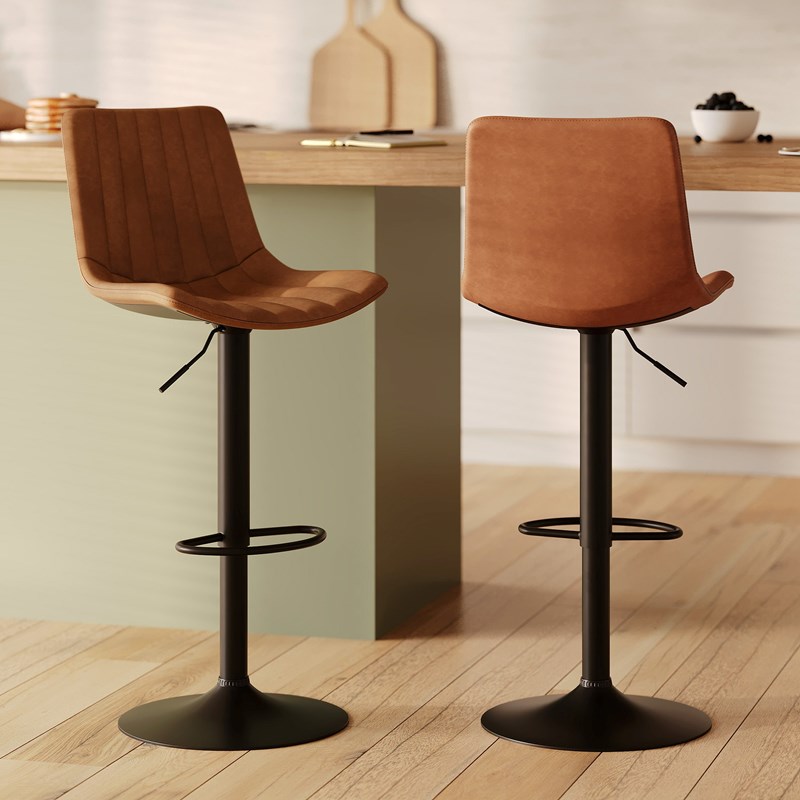 Rendez-vous Déco - Lot de 2 chaises de bar réglables 62,5 83 cm camel - killi