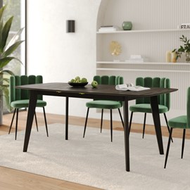 Table  4&nbsp;6 personnes extensible en bois noir 150&nbsp;180 cm - oman