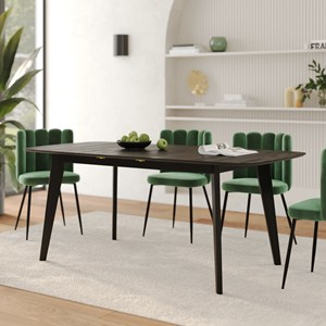 Table  4&nbsp;6 personnes extensible en bois noir 150&nbsp;180 cm - oman