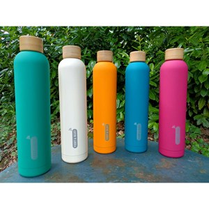 Gourde isotherme inox orange 1 l, vert et bleu