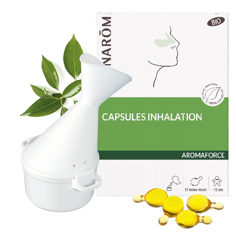 Pranarom - capsules inhalation + inhalateur offert - bio - 15 capsules