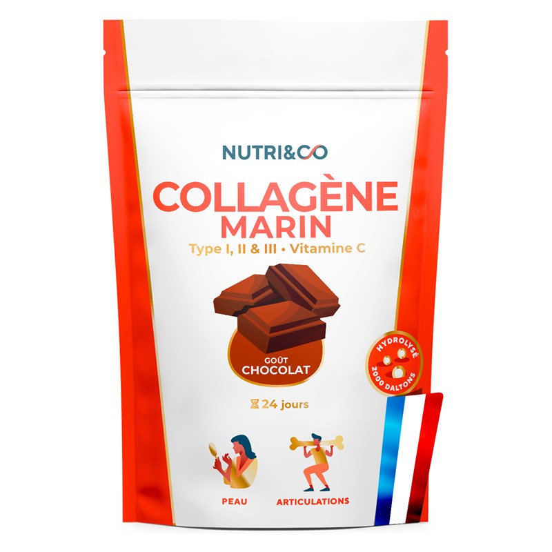 Collagène marin types 1, 2 & 3 - poudre goût cacao - 1 mois