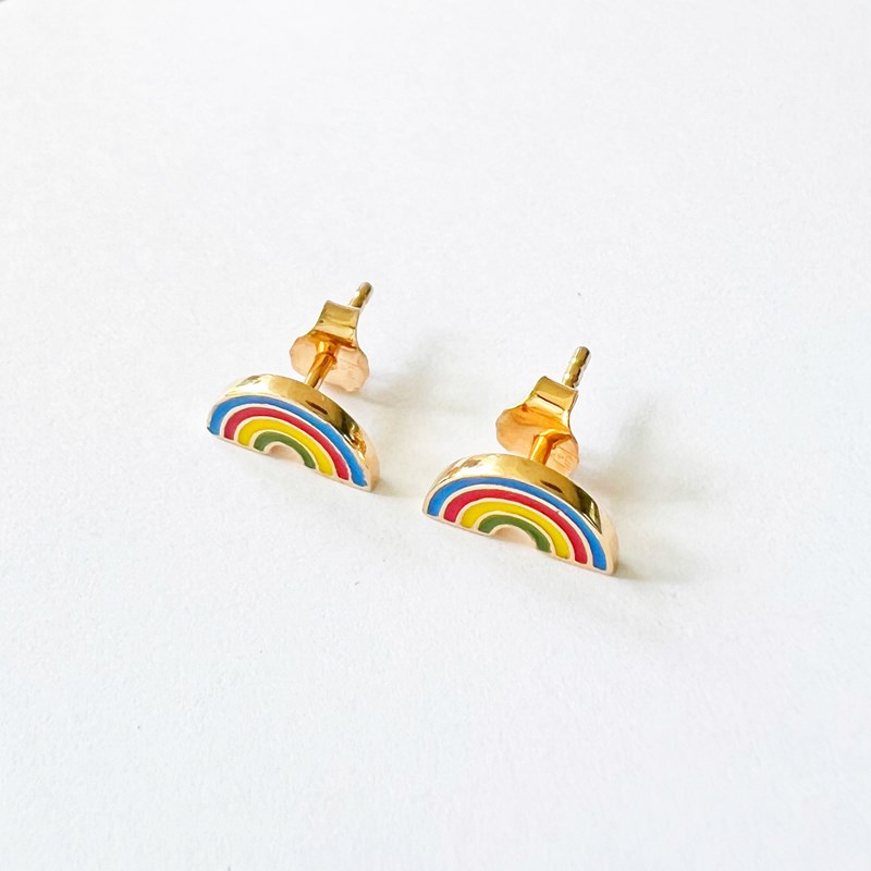 Boucles d'oreilles arc en ciel or