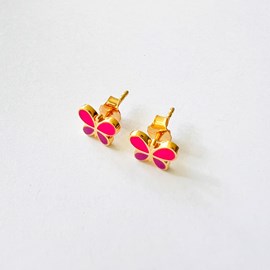 Boucles d'oreilles papillon rose et violet or