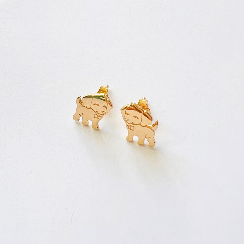 Boucles d'oreilles chien or