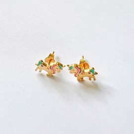 Boucles d'oreilles licorne or