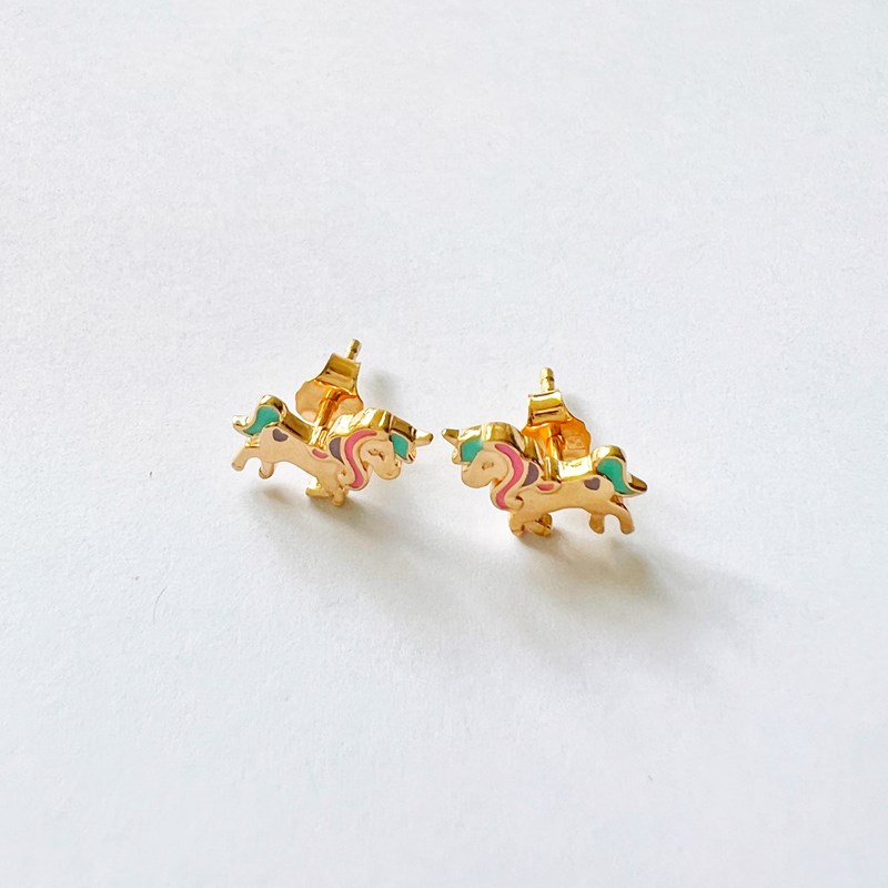 Boucles d'oreilles licorne or