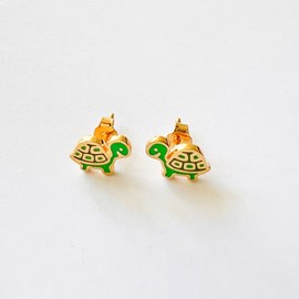 Boucles d'oreilles tortue verte or
