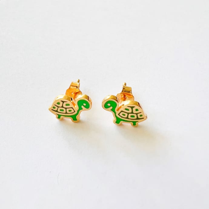 Boucles D'oreilles Créoles Tortue émail Noir - Or 10 Carats - Boîte De 10 Paires - Neuf Sans Emballage
