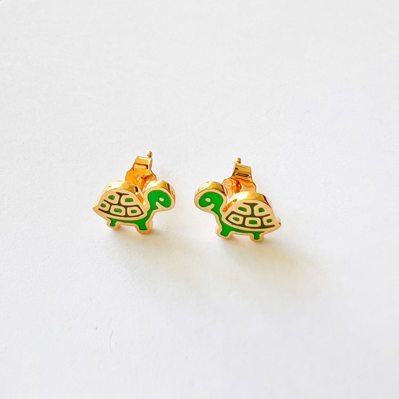 Boucles d'oreilles tortue verte or