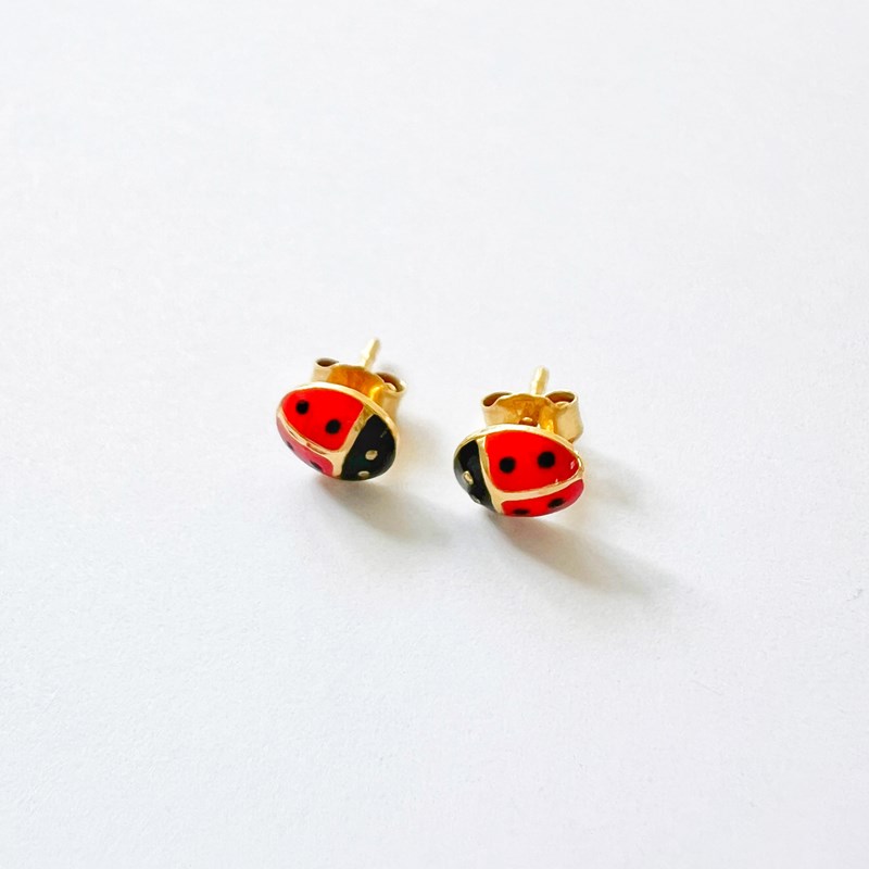 Boucles d'oreilles coccinelle or
