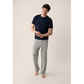Ensemble pyjama haut bleu marine et pantalon gris en coton
