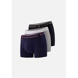 Lot de 3 boxers noir, bleu marine et gris en coton