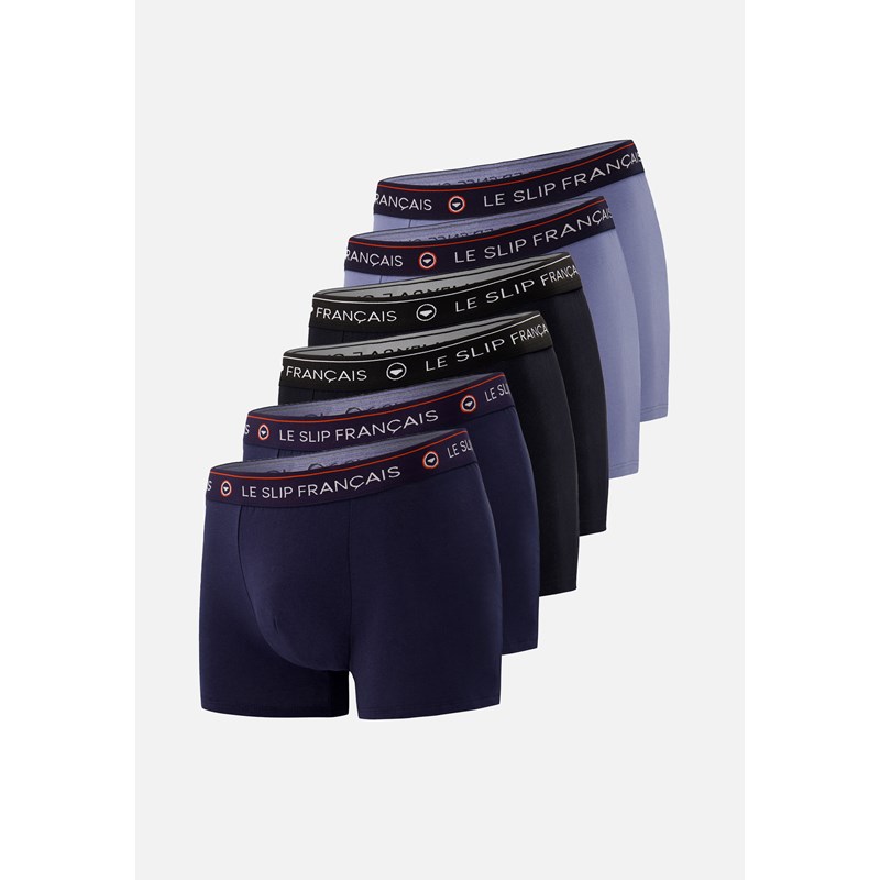 Lot de 6 boxers en coton - bleu marine noir bleu