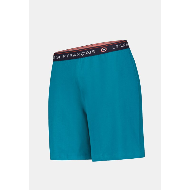 Bas de pyjama court bleu en coton