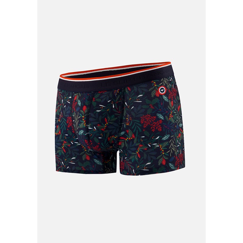 Boxer bleu marine imprimé houx