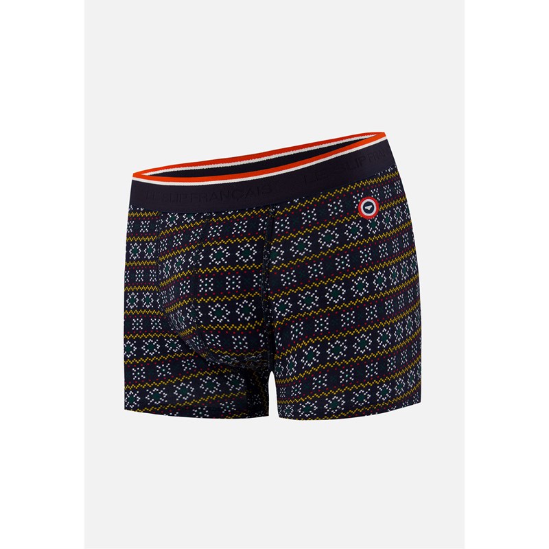 Boxer vert sapin à flocons en coton