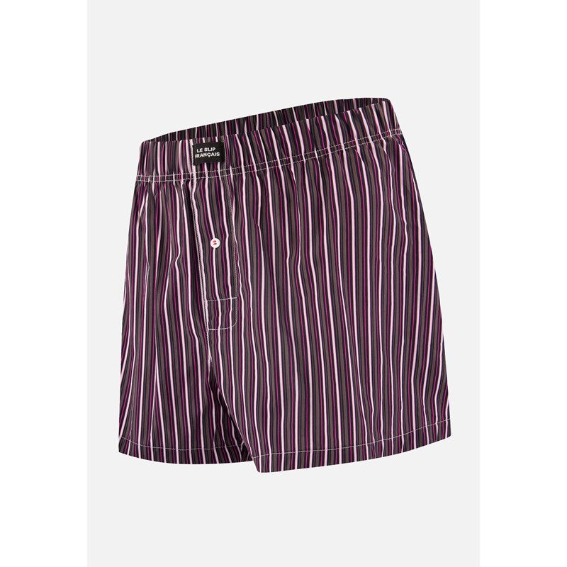 Caleçon matelas fuchsia à rayures en coton