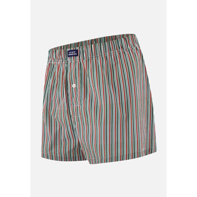 Caleçon matelas vert à rayures en coton