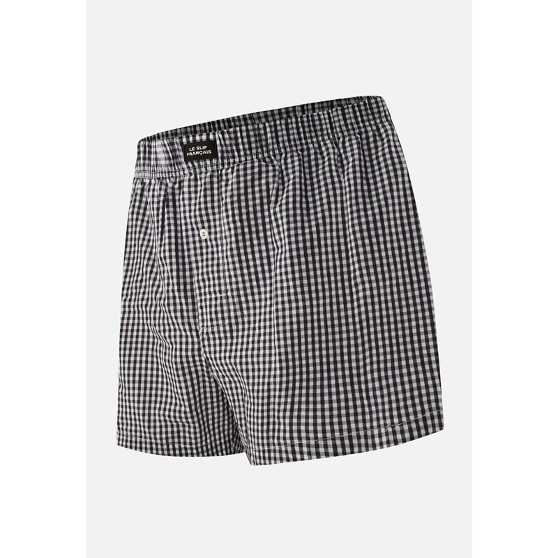 Caleçon à carreaux noir en coton