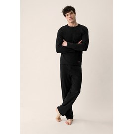 Ensemble pyjama haut et pantalon noir en coton