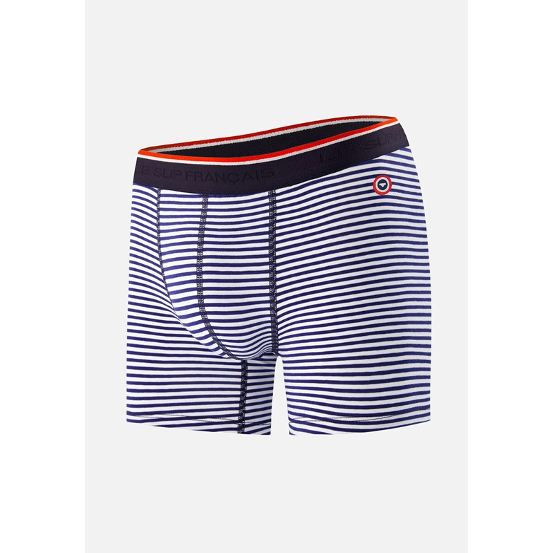 Boxer long marinière bleu en coton - bleu