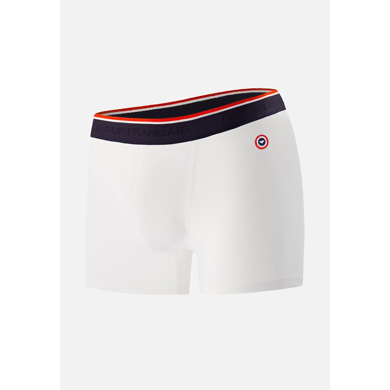 Boxer blanc en coton avec cocarde