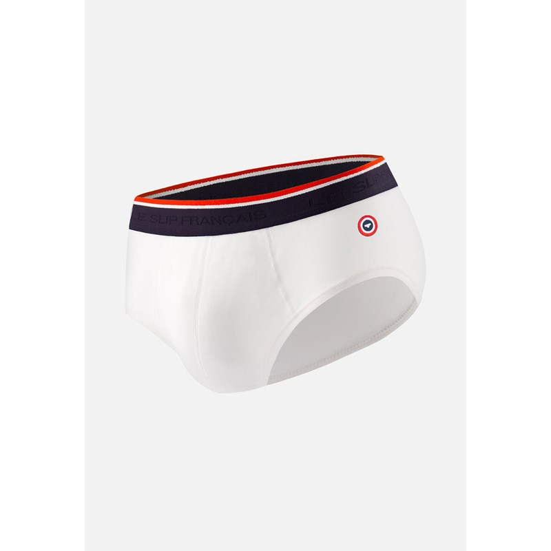 Slip blanc en coton avec cocarde