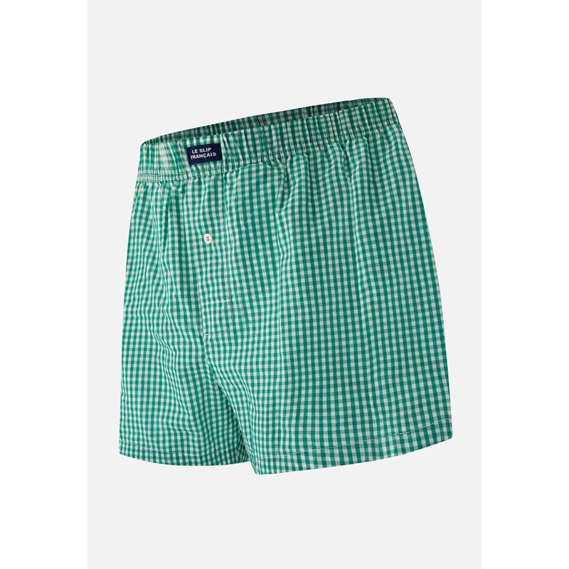 Caleçon à carreaux vert en coton