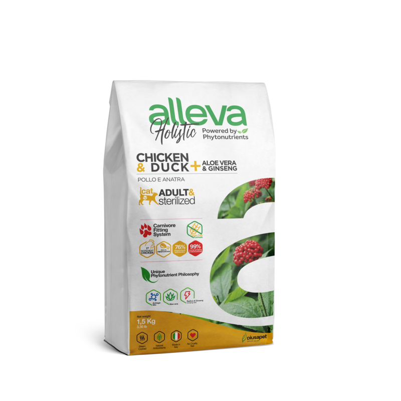 Alleva - croquettes sans céréales poulet & canard pour chat adulte & stérilisé