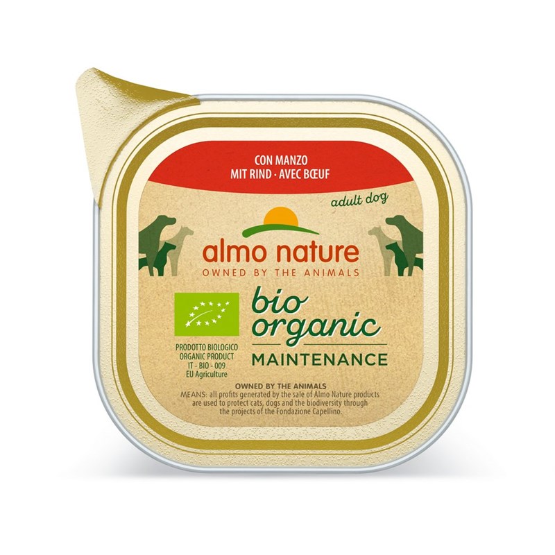 Almo nature - barquettes bio organic pour chien au bœuf