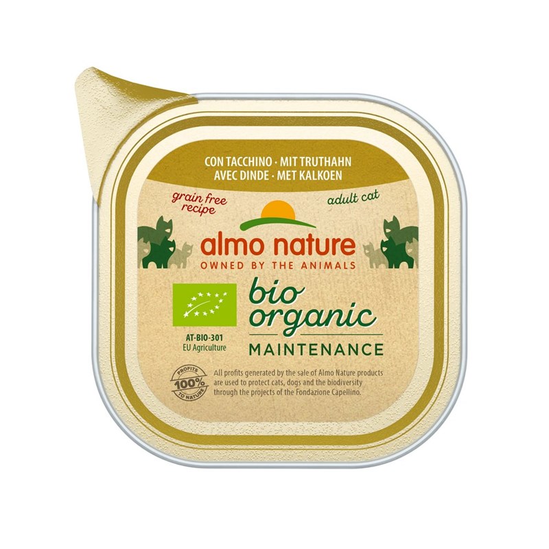 Almo nature - barquettes sans céréales bio organic pour chat à la dinde