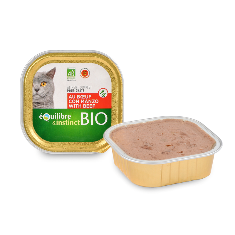 Equilibre & instinct - pâtées bio au boeuf pour chat