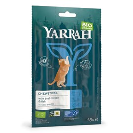 Yarrah - bâtonnets à mâcher bio boeuf & poisson pour chat