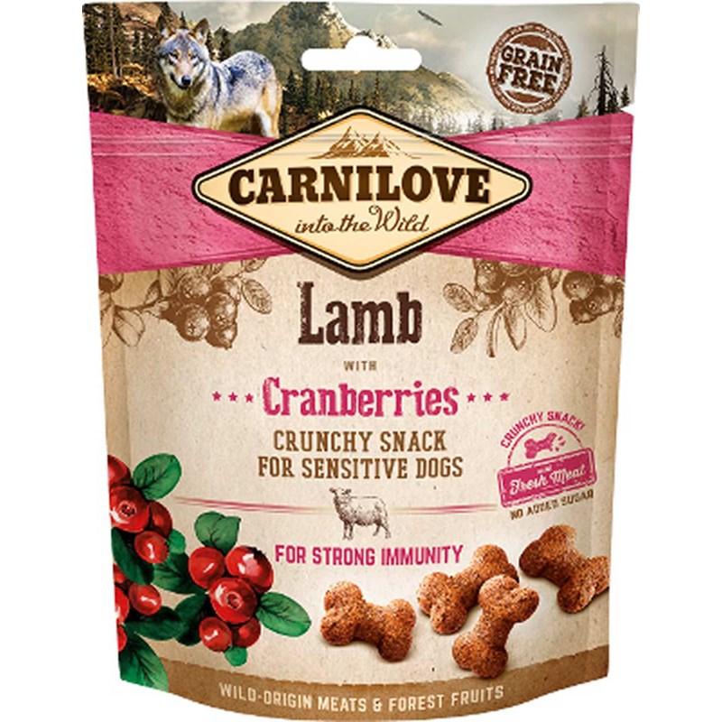 Carnilove - friandises sans céréales crunchy agneau & cranberries pour chien