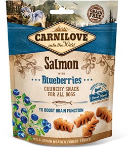 Carnilove - friandises sans céréales crunchy saumon & myrtilles pour chien