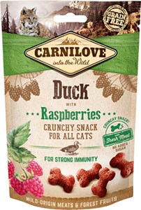 Carnilove - friandises sans céréales crunchy canard & framboise pour chat