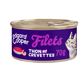 Edgard cooper - filets sans céréales thon & crevettes pour chat