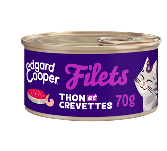 Edgard cooper - filets sans céréales thon & crevettes pour chat