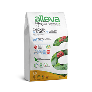 Alleva - croquettes sans céréales poulet et canard pour chiot de taille moyenne
