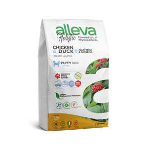Alleva - croquettes sans céréales poulet et canard pour chiot de grande taille