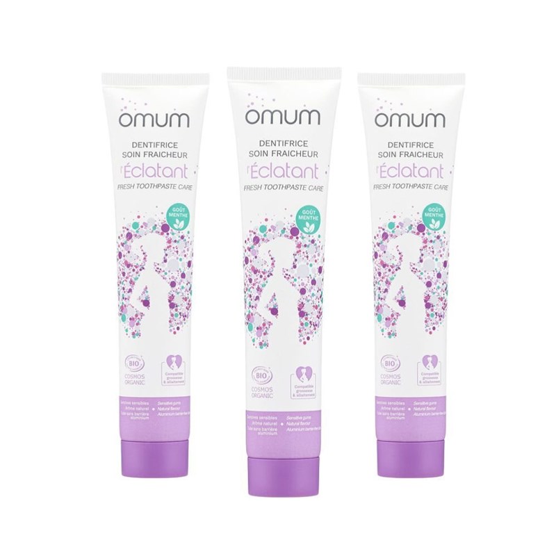Omum - Dentifrice soin fraicheur sans fluor x 3