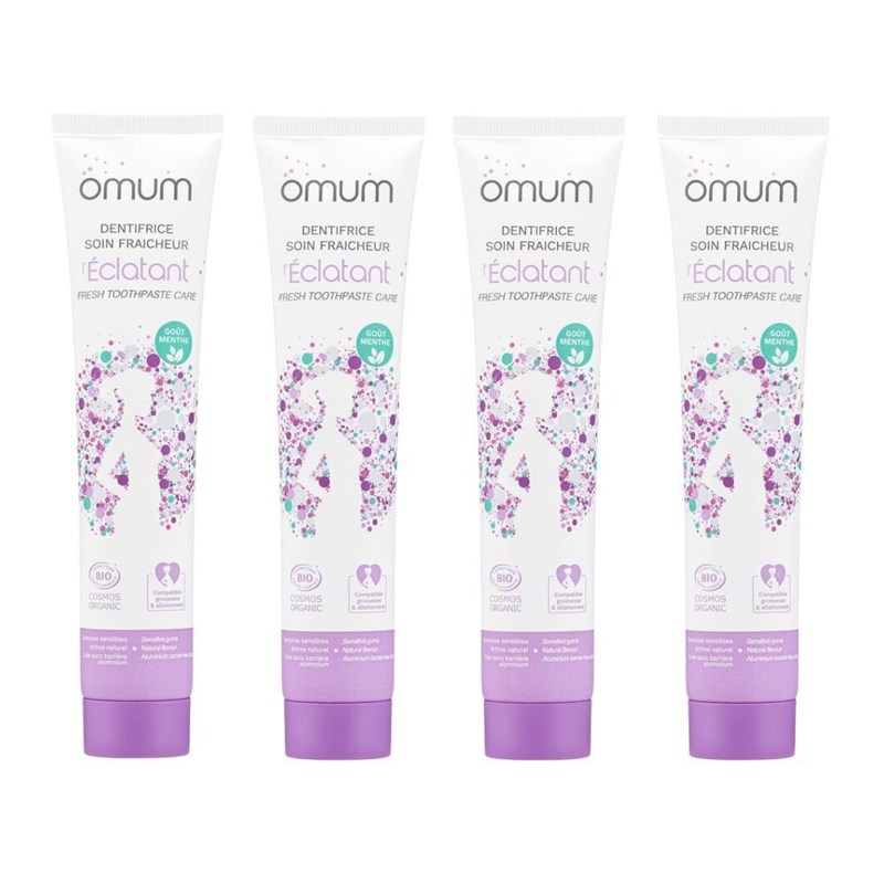 Omum - Dentifrice soin fraicheur sans fluor x 4