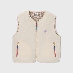 Veste sherpa zippée sans manches femme ivoire S