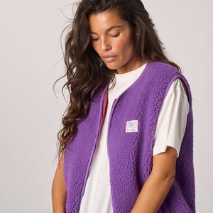 Veste sherpa zippée sans manches femme violet M