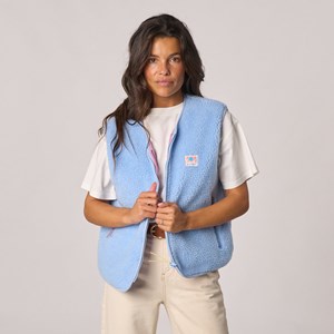 Veste sherpa zippée sans manches femme bleu S