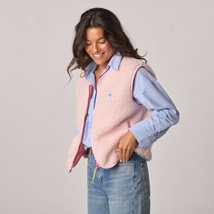 Veste sherpa zippée sans manches femme rose pâle L