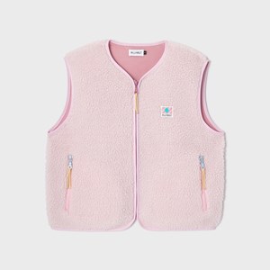 Veste sherpa zippée sans manches femme rose pâle L